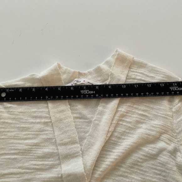 Athleta Open Front Duster Cardigan Sz M White Lightweight Boho Lagenlook Breezy - Picture 7 of 10